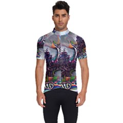 Abstract Art Psychedelic Art Experimental Men s Short Sleeve Cycling Jersey by Uceng