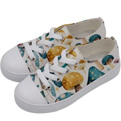 Mushroom Forest Fantasy Flower Nature Kids  Low Top Canvas Sneakers by Uceng