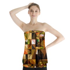 Abstract Experimental Geometric Shape Pattern Strapless Top by Uceng