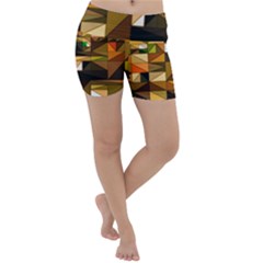 Abstract Experimental Geometric Shape Pattern Lightweight Velour Yoga Shorts by Uceng