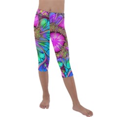 Abstract Art Psychedelic Experimental Kids  Lightweight Velour Capri Leggings  by Uceng