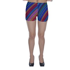 Multicolored Stripe Curve Striped Background Skinny Shorts by Uceng