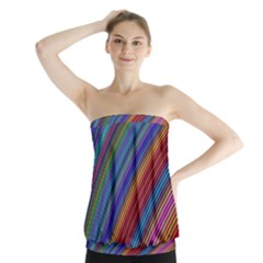 Multicolored Stripe Curve Striped Background Strapless Top by Uceng