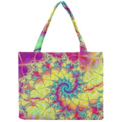 Fractal Spiral Abstract Background Vortex Yellow Mini Tote Bag by Uceng