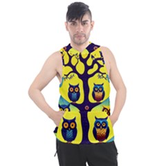 Owl Animal Cartoon Drawing Tree Nature Landscape Men s Sleeveless Hoodie by Uceng