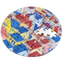 City Houses Cute Drawing Landscape Village Wooden Puzzle Round View2