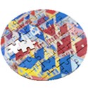 City Houses Cute Drawing Landscape Village Wooden Puzzle Round View3