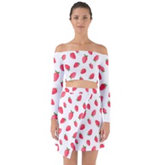 Strawberry Off Shoulder Top With Skirt Set by SychEva