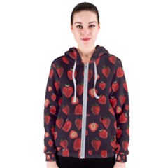 Watercolor Strawberry Women s Zipper Hoodie by SychEva