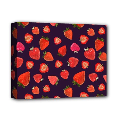 Strawberry On Black Deluxe Canvas 14  X 11  (stretched) by SychEva