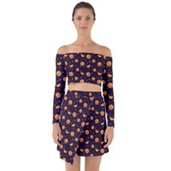 Oranges Off Shoulder Top With Skirt Set by SychEva