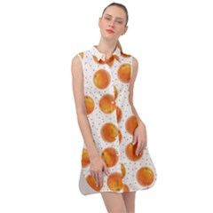 Orange Sleeveless Shirt Dress by SychEva