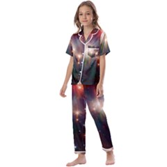 Astrology Astronomical Cluster Galaxy Nebula Kids  Satin Short Sleeve Pajamas Set by Jancukart