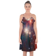 Astrology Astronomical Cluster Galaxy Nebula Ruffle Detail Chiffon Dress by danenraven