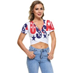 Usa Stars Fourth Of July Symbol America Usa Stars Short Sleeve Foldover Tee by Wegoenart