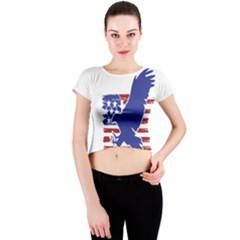 Usa Flag Eagle Symbol American Bald Eagle Country Crew Neck Crop Top by Wegoenart