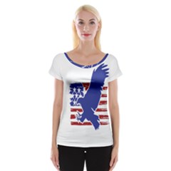 Usa Flag Eagle Symbol American Bald Eagle Country Cap Sleeve Top by Wegoenart