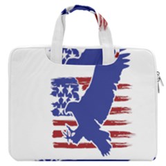 Usa Flag Eagle Symbol American Bald Eagle Country Macbook Pro 16  Double Pocket Laptop Bag  by Wegoenart