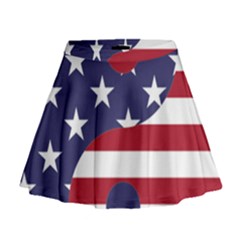 Yang Yin America Flag Abstract Art Asian Balance Mini Flare Skirt by Wegoenart