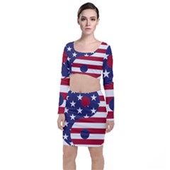 Yang Yin America Flag Abstract Art Asian Balance Top And Skirt Sets by Wegoenart