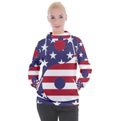 Yang Yin America Flag Abstract Art Asian Balance Women s Hooded Pullover by Wegoenart