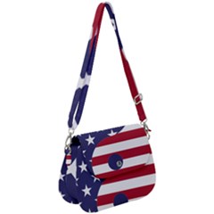 Yang Yin America Flag Abstract Art Asian Balance Saddle Handbag by Wegoenart