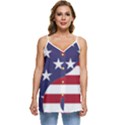 Yang Yin America Flag Abstract Art Asian Balance Casual Spaghetti Strap Chiffon Top View1