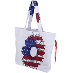 Us Flag Flower Sunshine Flag America Usa Drawstring Tote Bag by Wegoenart