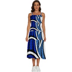 Print Water Waves Sleeveless Shoulder Straps Boho Dress by Wegoenart