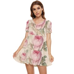 Roses-58 Tiered Short Sleeve Babydoll Dress by nateshop