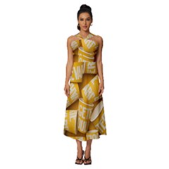 Yellow-cups Sleeveless Cross Front Cocktail Midi Chiffon Dress by nateshop