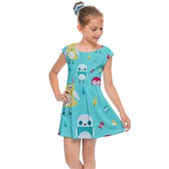 Owls Owl Bird Cute Animal Art Vector  Pattern Colorful Kids  Cap Sleeve Dress by Salman4z