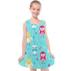 Owls Owl Bird Cute Animal Art Vector  Pattern Colorful Kids  Cross Back Dress by Salman4z