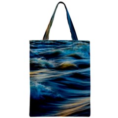 Waves Wave Water Blue Sea Ocean Abstract Zipper Classic Tote Bag by Salman4z