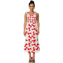 Lonely T-rex Dinosaur Dinosaur Game Pattern Tie-strap Tiered Midi Chiffon Dress by Ravend