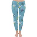 Butterflies Flowers Blue Background Spring Pattern Classic Winter Leggings View1