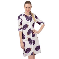 Eggplant Long Sleeve Mini Shirt Dress by SychEva