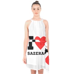 I Love Sazerac Halter Collar Waist Tie Chiffon Dress by ilovewhateva