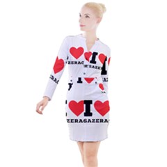 I Love Sazerac Button Long Sleeve Dress by ilovewhateva