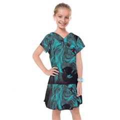 Angry Male Lion Predator Carnivore Kids  Drop Waist Dress by Salman4z