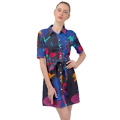 Patterns Rosebuds Belted Shirt Dress by Salman4z