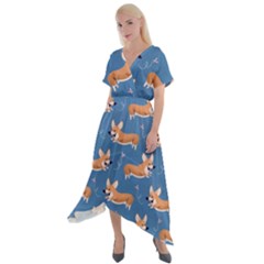 Corgi Patterns Cross Front Sharkbite Hem Maxi Dress by Salman4z