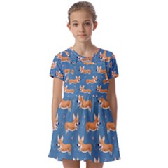 Corgi Patterns Kids  Short Sleeve Pinafore Style Dress by Salman4z