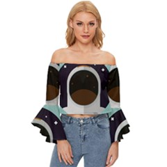 Astronaut Space Astronomy Universe Off Shoulder Flutter Bell Sleeve Top by Salman4z