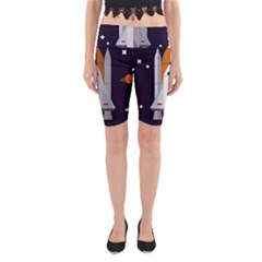 Rocket Space Universe Spaceship Yoga Cropped Leggings by Salman4z