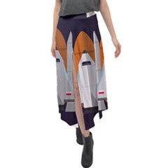 Rocket Space Universe Spaceship Velour Split Maxi Skirt by Salman4z