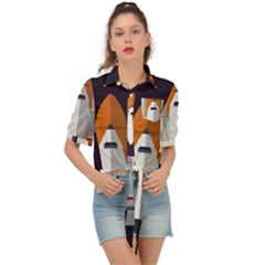 Rocket Space Universe Spaceship Tie Front Shirt  by Salman4z