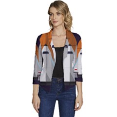 Rocket Space Universe Spaceship Women s Casual 3/4 Sleeve Spring Jacket by Salman4z