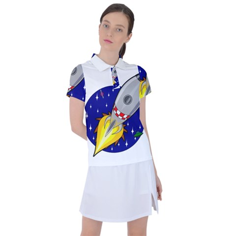 Rocket Ship Launch Vehicle Moon Women s Polo Tee by Salman4z