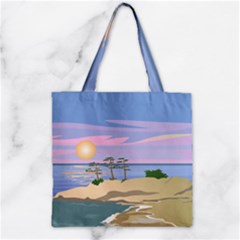 Vacation Island Sunset Sunrise Zipper Grocery Tote Bag by Salman4z